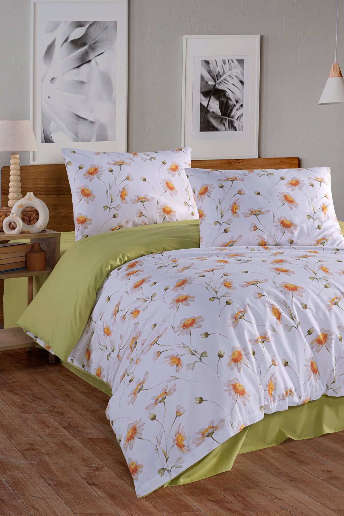 Dayla çift kişilik nevresim takımı, papatya desenli %100 pamuk – Marie Lou Home (3)