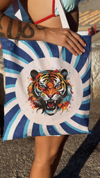 Tiger Plaj Havlusu-Dijital Baskı-%100 Pamuk-Özel Çantalı | Marie Lou Home