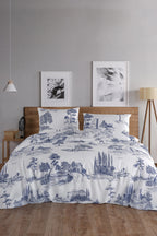 Vintage Blue Çift Kişilik Nevresim Seti - %100 Pamuk Ranforce, 200x220
