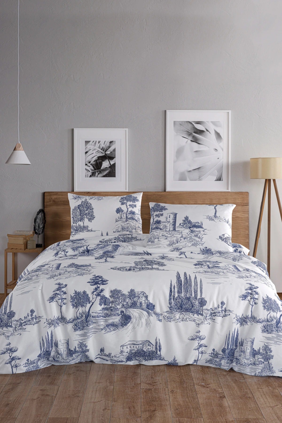 Vintage Blue Çift Kişilik Nevresim Seti - %100 Pamuk Ranforce, 200x220