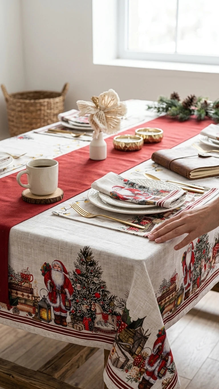 %100 Pamuk Masa Örtüsü-Yılbaşı Koleksiyonu | Merry Marie Lou Home