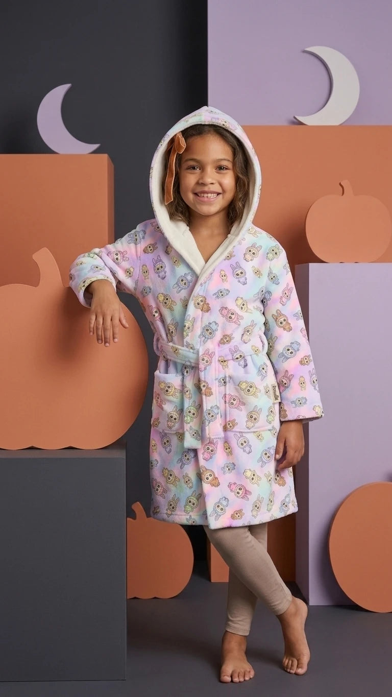 LILAC Kapüşonlu Çocuk Bornozu – %100 Pamuk, GOTS Sertifikalı | Marie Lou Kids