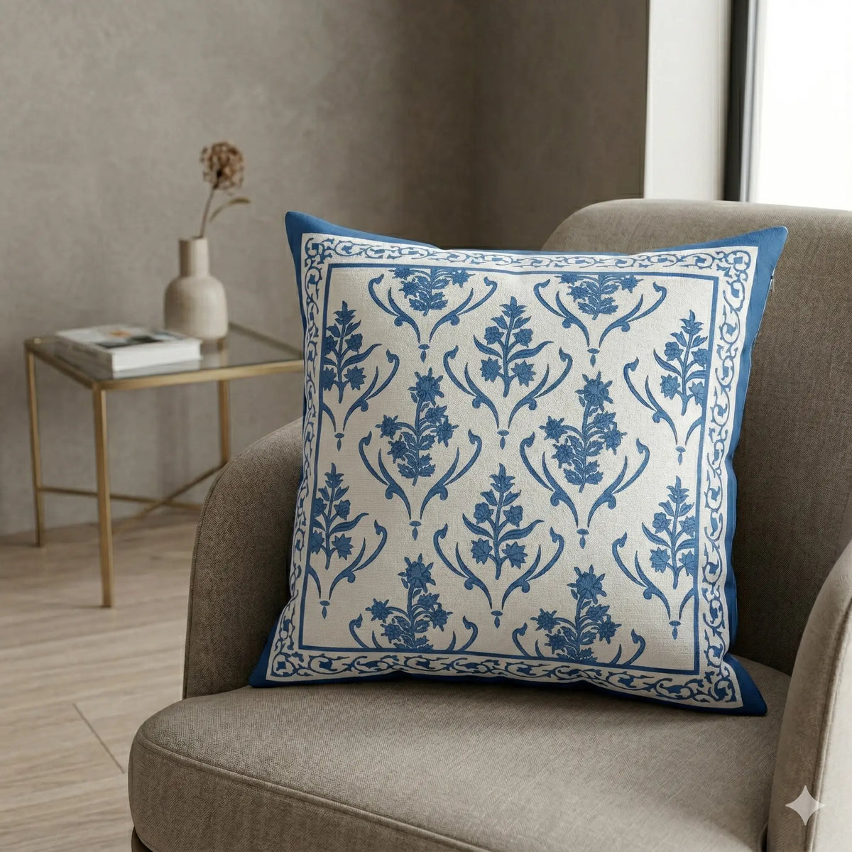 Marie Lou 2'li Set Botanik Desenli Lacera Kırlent Kılıfı - %100 Pamuk Panama Kumaş - 45x45 cm