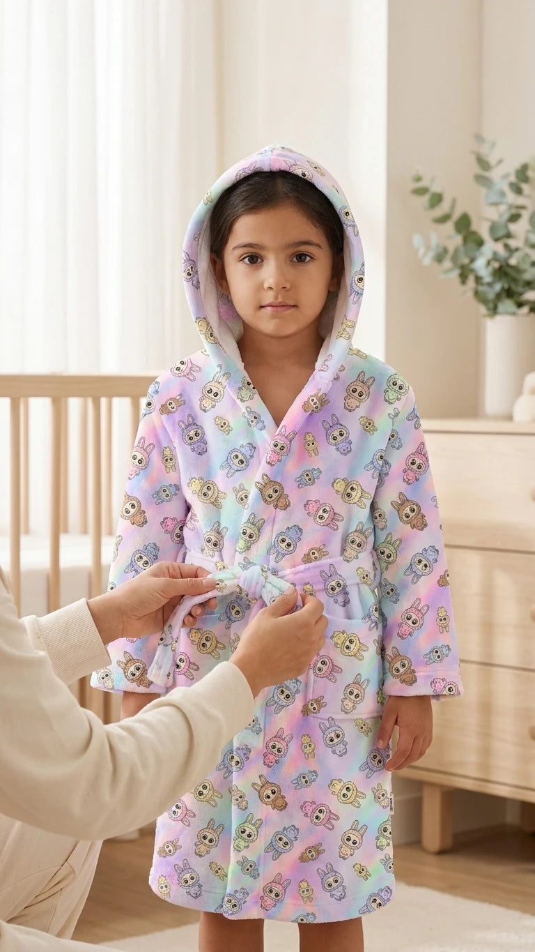 LILAC Kapüşonlu Çocuk Bornozu – %100 Pamuk, GOTS Sertifikalı | Marie Lou Kids
