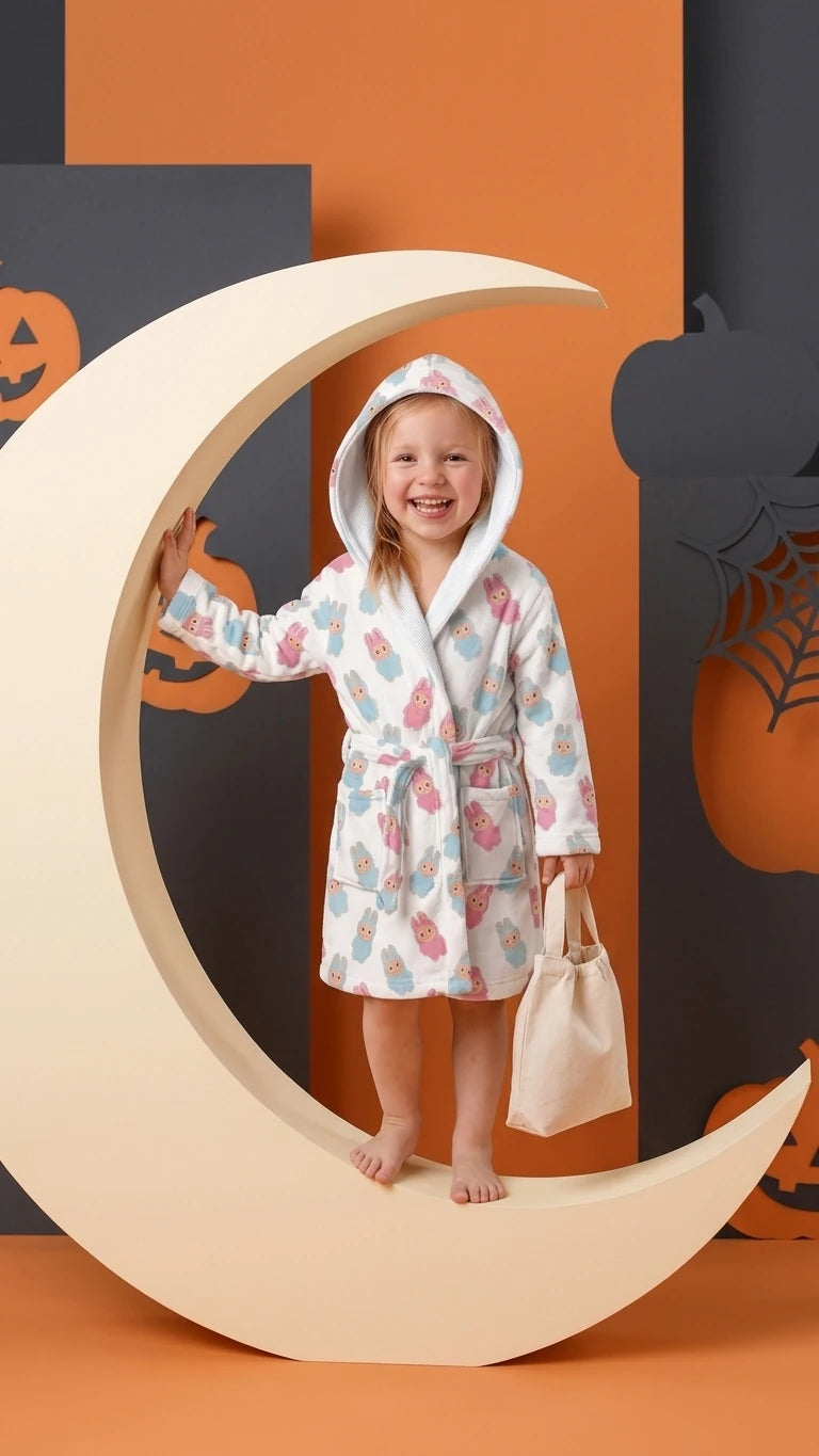 CLOUD Kapüşonlu Çocuk Bornozu – %100 Pamuk, GOTS Sertifikalı | Marie Lou Kids