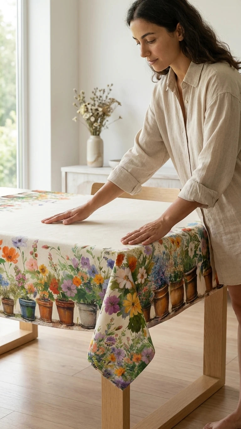 Flowers %100 Pamuk Masa Örtüsü 140x240 cm | Marie Lou Home