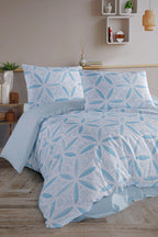 Evelya Blue Çift Kişilik Nevresim Takımı - %100 Pamuk Ranforce, 200x220