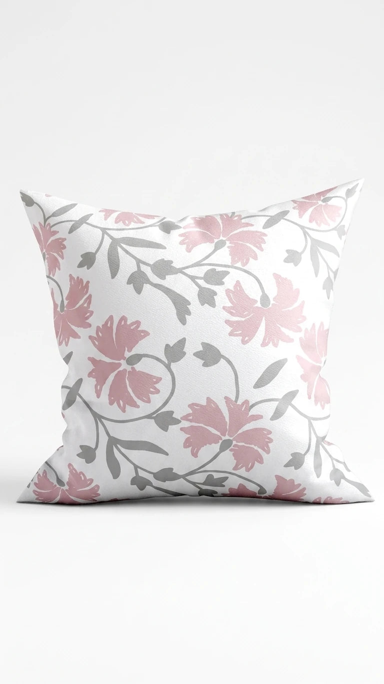 Marie Lou 2'li Set Botanik Desenli Lavinia Kırlent Kılıfı - %100 Pamuk Panama Kumaş - 45x45 cm