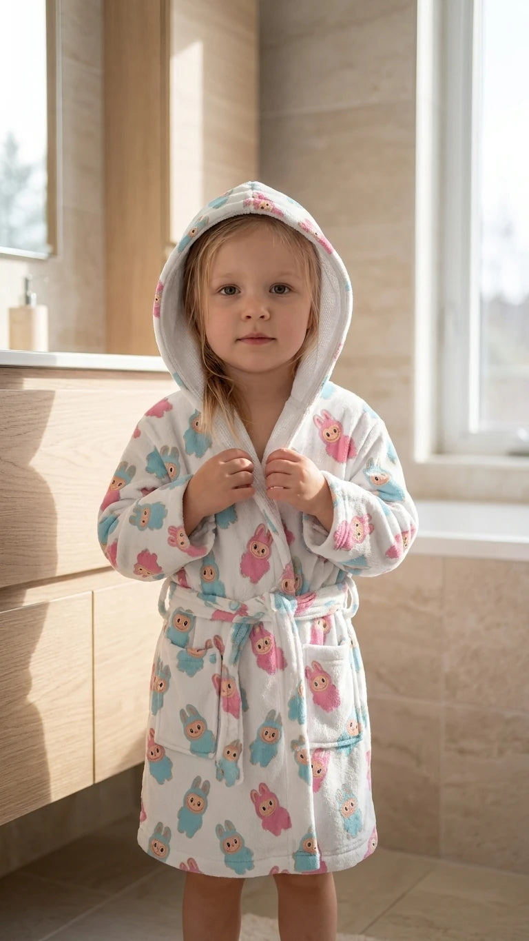 CLOUD Kapüşonlu Çocuk Bornozu – %100 Pamuk, GOTS Sertifikalı | Marie Lou Kids
