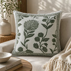 Marie Lou 2'li Set Botanik Desenli Lorea Kırlent Kılıfı - %100 Pamuk Panama Kumaş - 45x45 cm