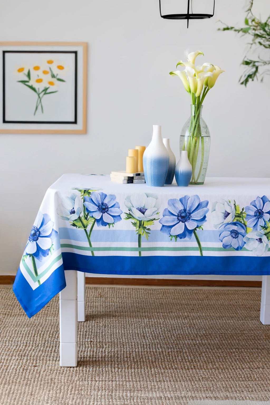 Masa Örtüsü-%75 Pamuk %25 Polyester-Mavi | Azure Marie Lou Home