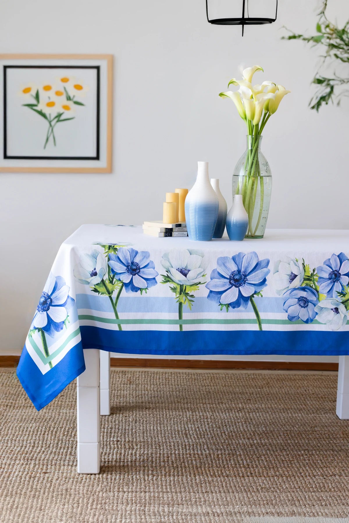 Masa Örtüsü-%75 Pamuk %25 Polyester-Mavi | Azure Marie Lou Home