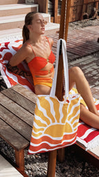 Sun Plaj Havlusu-Dijital Baskı-%100 Pamuk-Özel Çantalı | Marie Lou Home