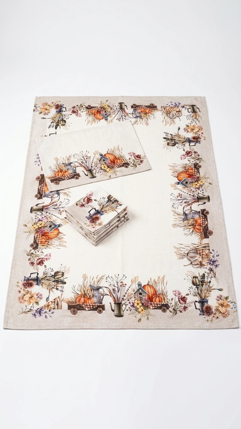 %100 Pamuk Masa Örtüsü-Yılbaşı Koleksiyonu |Harvest Marie Lou Home
