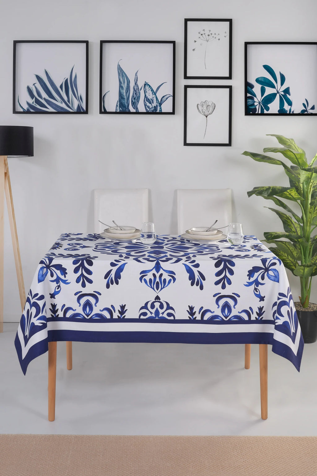 Ege Mavisi %100 Pamuk Masa Örtüsü Seti-Runner & Amerikan Servis & Supla | Marie Lou Home