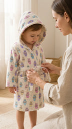 SUNNY Kapüşonlu Çocuk Bornozu – %100 Pamuk, GOTS Sertifikalı | Marie Lou Kids