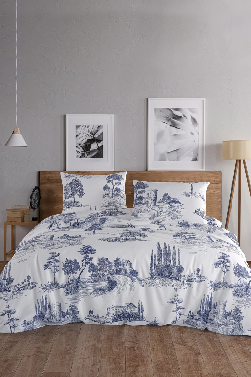 Vintage Blue Çift Kişilik Nevresim Takımı - %100 Pamuk Ranforce, 200x220