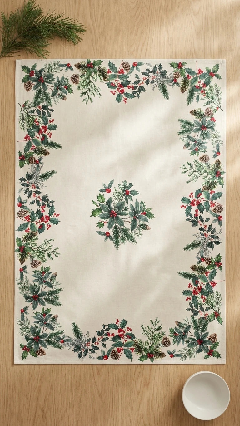 %100 Pamuk Masa Örtüsü Yılbaşı Koleksiyonu | Pine Marie Lou Home