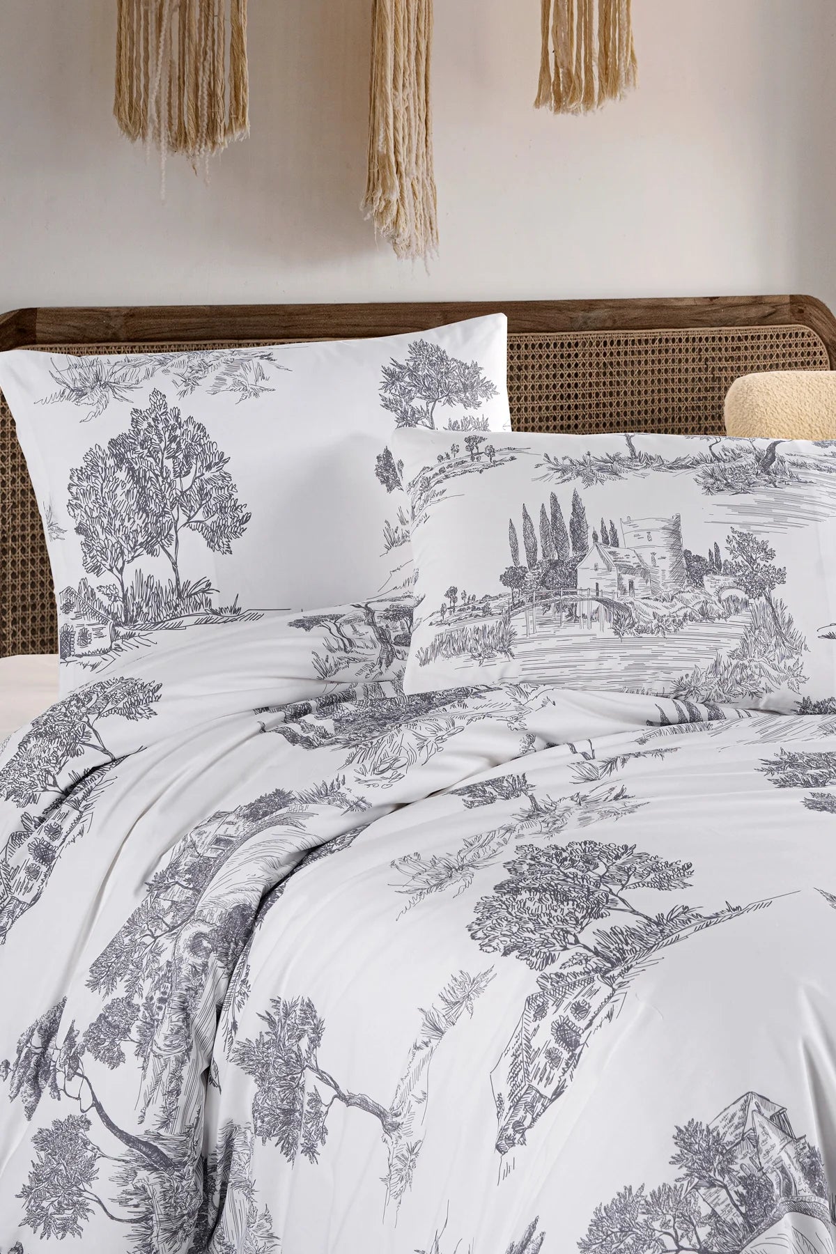 Vintage Blue Çift Kişilik Nevresim Seti - %100 Pamuk Ranforce, 200x220