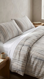 Stripe Brown Çizgili Çift Kişilik Nevresim Seti 200x220 cm (Çarşafsız)