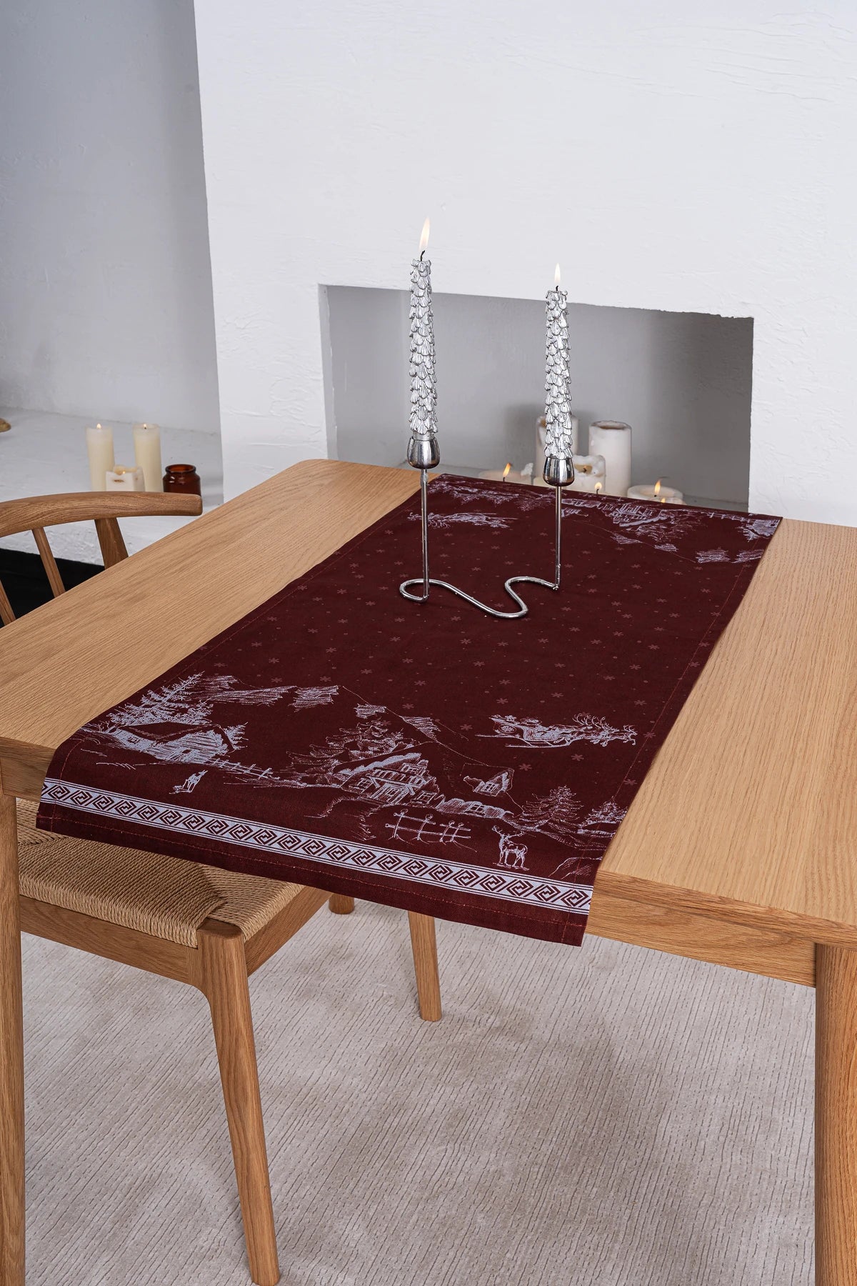 Pamuklu Runner Masa Örtüsü | Bordeaux Marie Lou Home