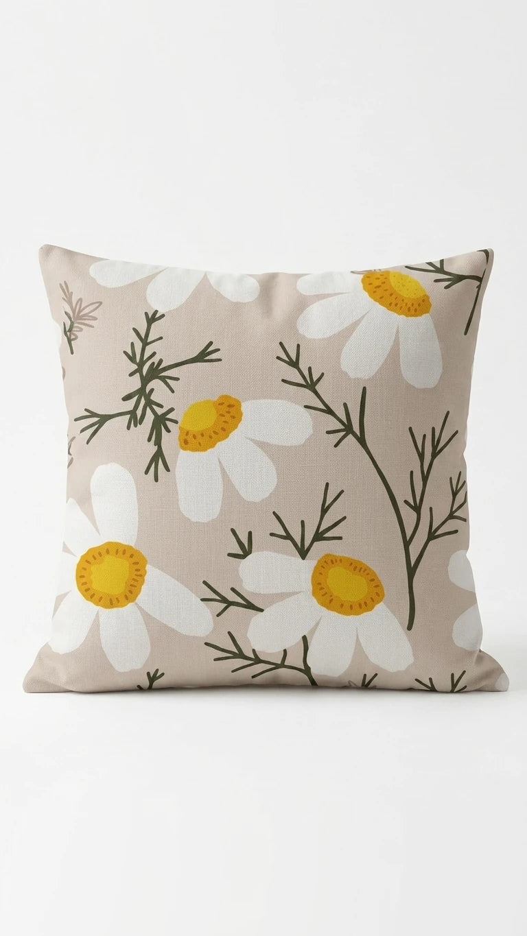 Marie Lou 2'li Set Botanik Desenli Papia Kırlent Kılıfı - %100 Pamuk Panama Kumaş - 45x45 cm