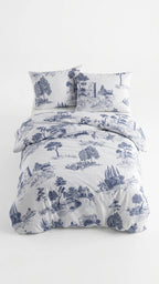 Vintage Blue Çift Kişilik Nevresim Takımı - %100 Pamuk Ranforce, 200x220