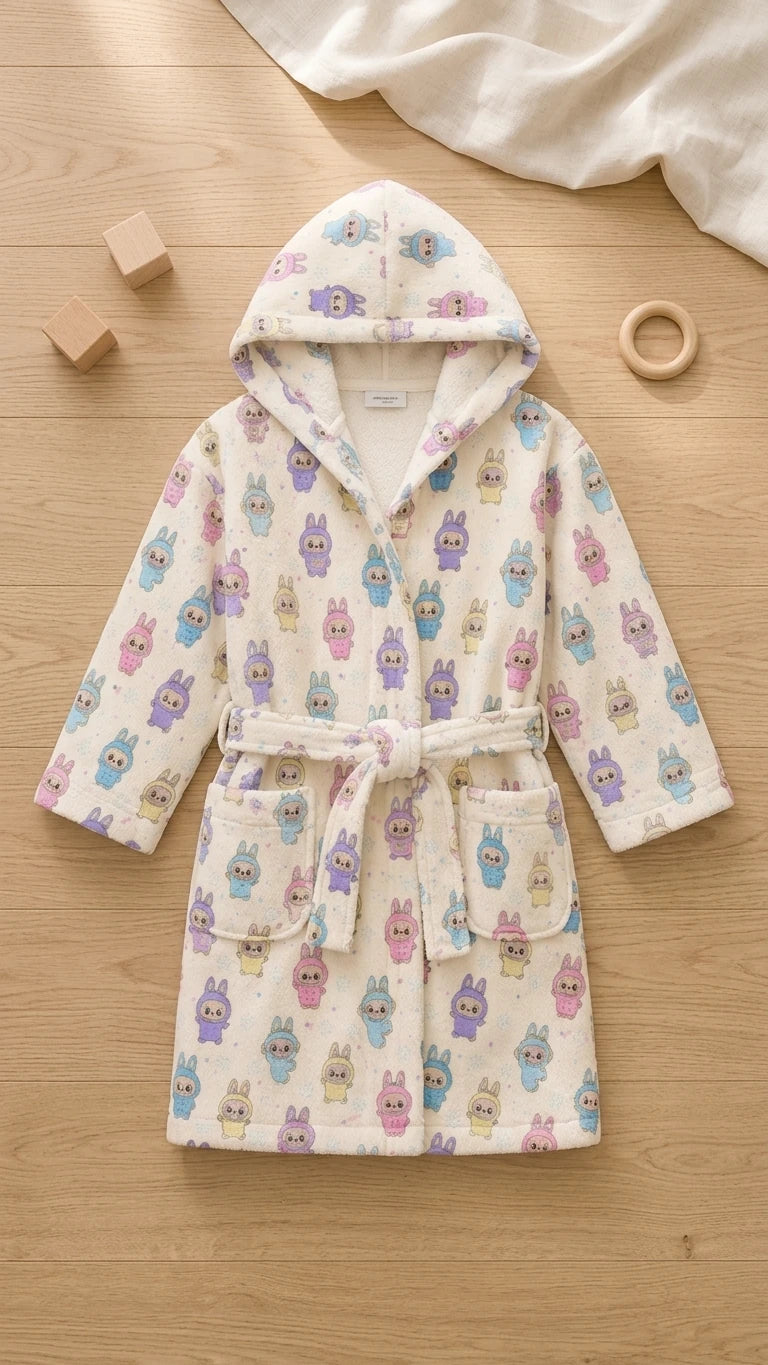 SUNNY Kapüşonlu Çocuk Bornozu – %100 Pamuk, GOTS Sertifikalı | Marie Lou Kids