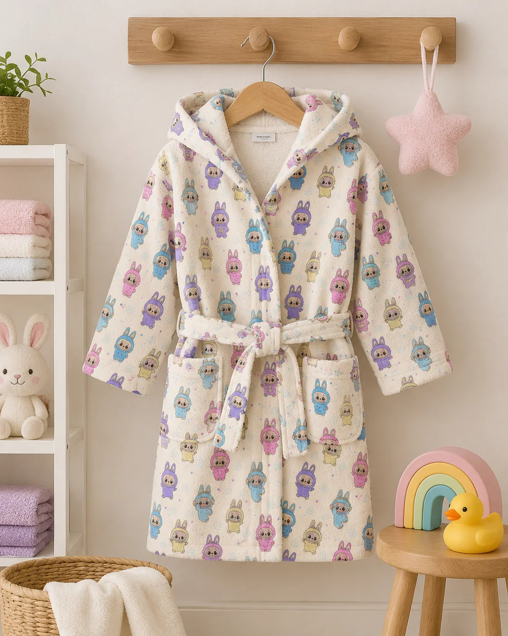 SUNNY Kapüşonlu Çocuk Bornozu – %100 Pamuk, GOTS Sertifikalı | Marie Lou Kids