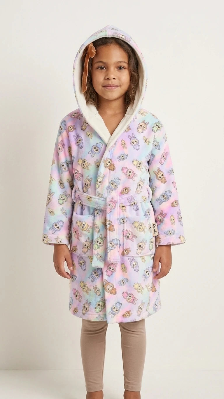 LILAC Kapüşonlu Çocuk Bornozu – %100 Pamuk, GOTS Sertifikalı | Marie Lou Kids