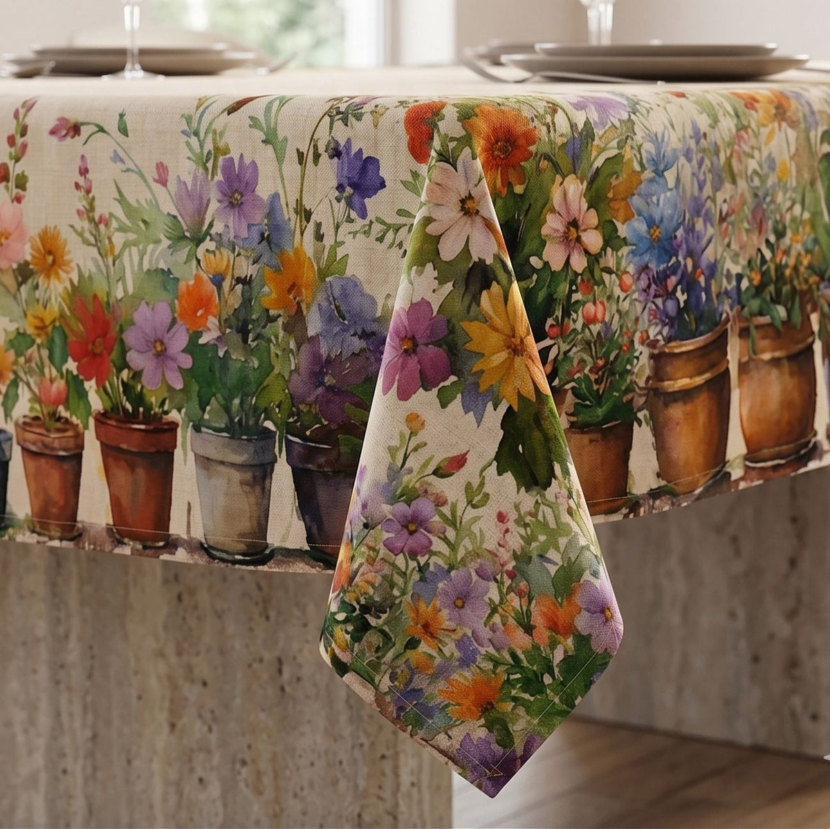 Flowers %100 Pamuk Masa Örtüsü 140x240 cm | Marie Lou Home