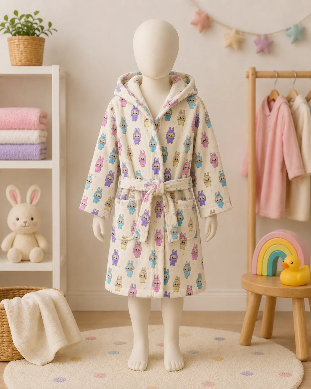SUNNY Kapüşonlu Çocuk Bornozu – %100 Pamuk, GOTS Sertifikalı | Marie Lou Kids
