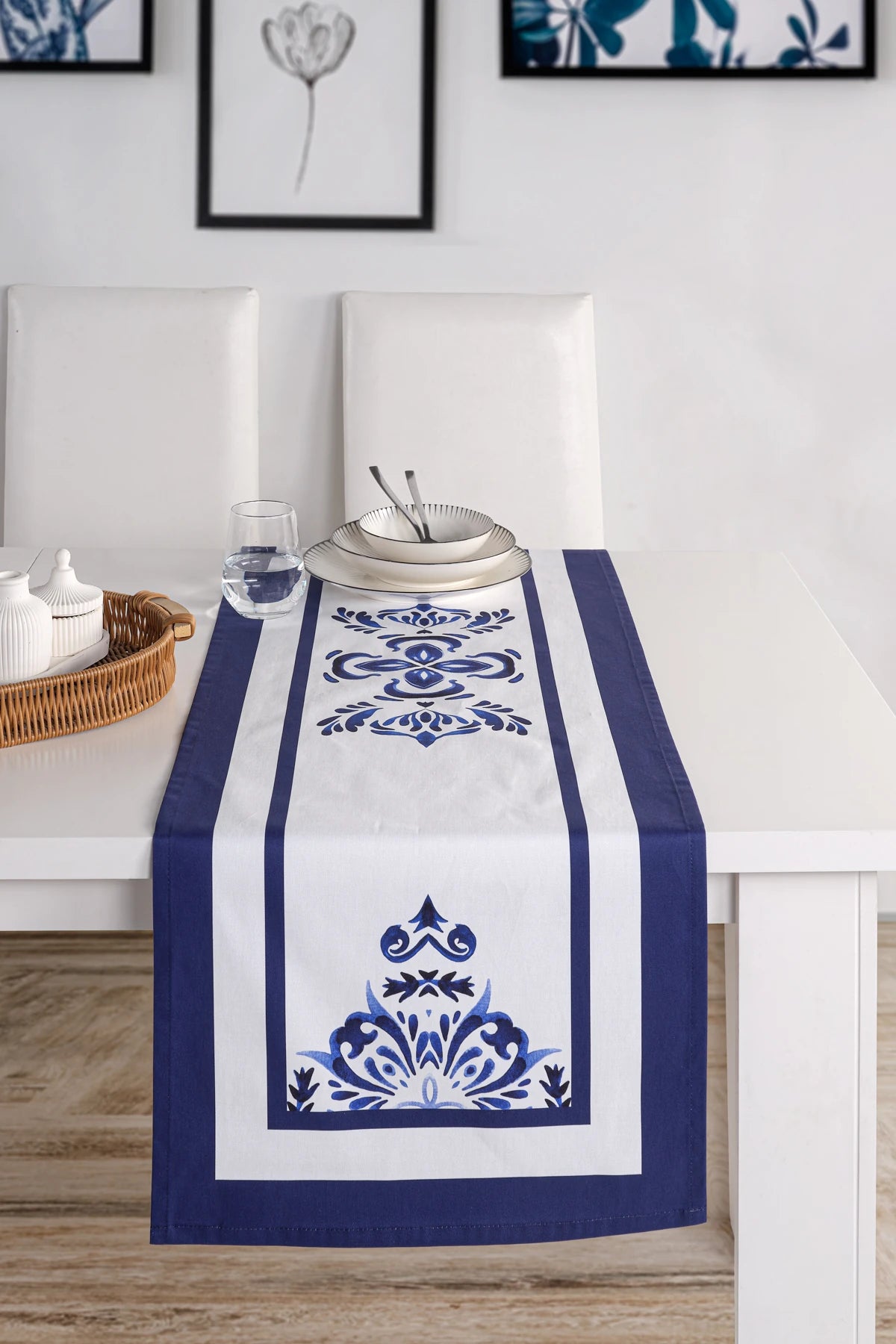 Ege Mavisi %100 Pamuk Masa Örtüsü Seti-Runner & Amerikan Servis & Supla | Marie Lou Home