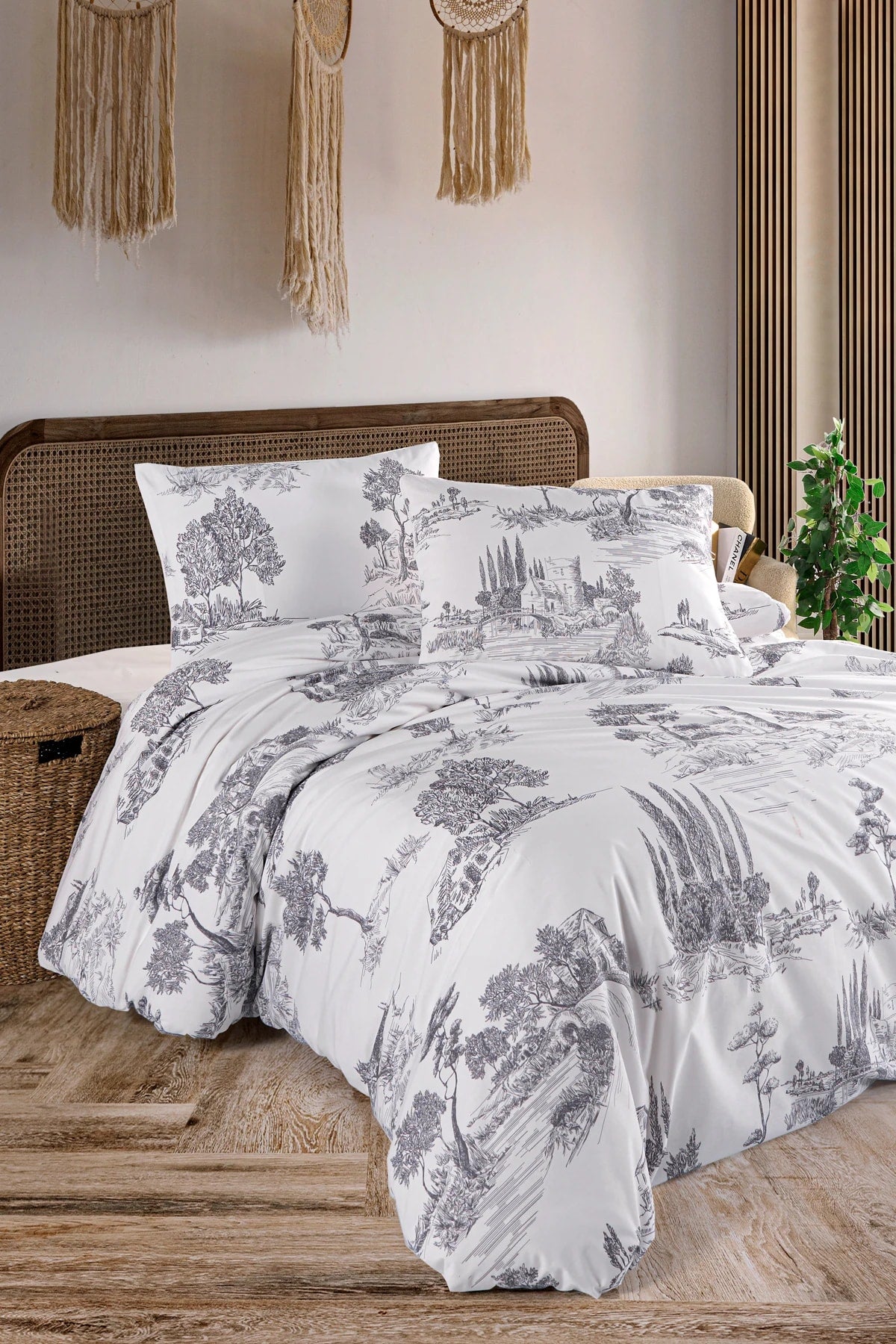 Vintage Blue Çift Kişilik Nevresim Seti - %100 Pamuk Ranforce, 200x220