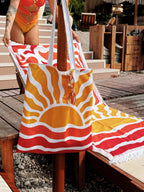 Sun Plaj Havlusu-Dijital Baskı-%100 Pamuk-Özel Çantalı | Marie Lou Home