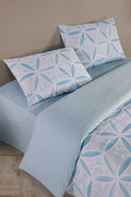 Evelya Blue Çift Kişilik Nevresim Takımı - %100 Pamuk Ranforce, 200x220