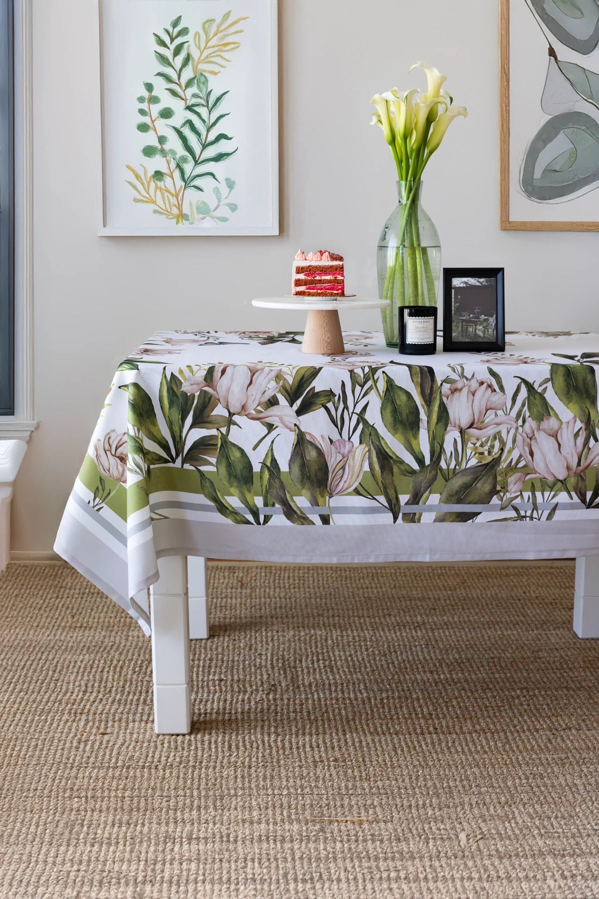 Masa Örtüsü-%75 Pamuk %25 Polyester-Yeşil | Aden Marie Lou Home