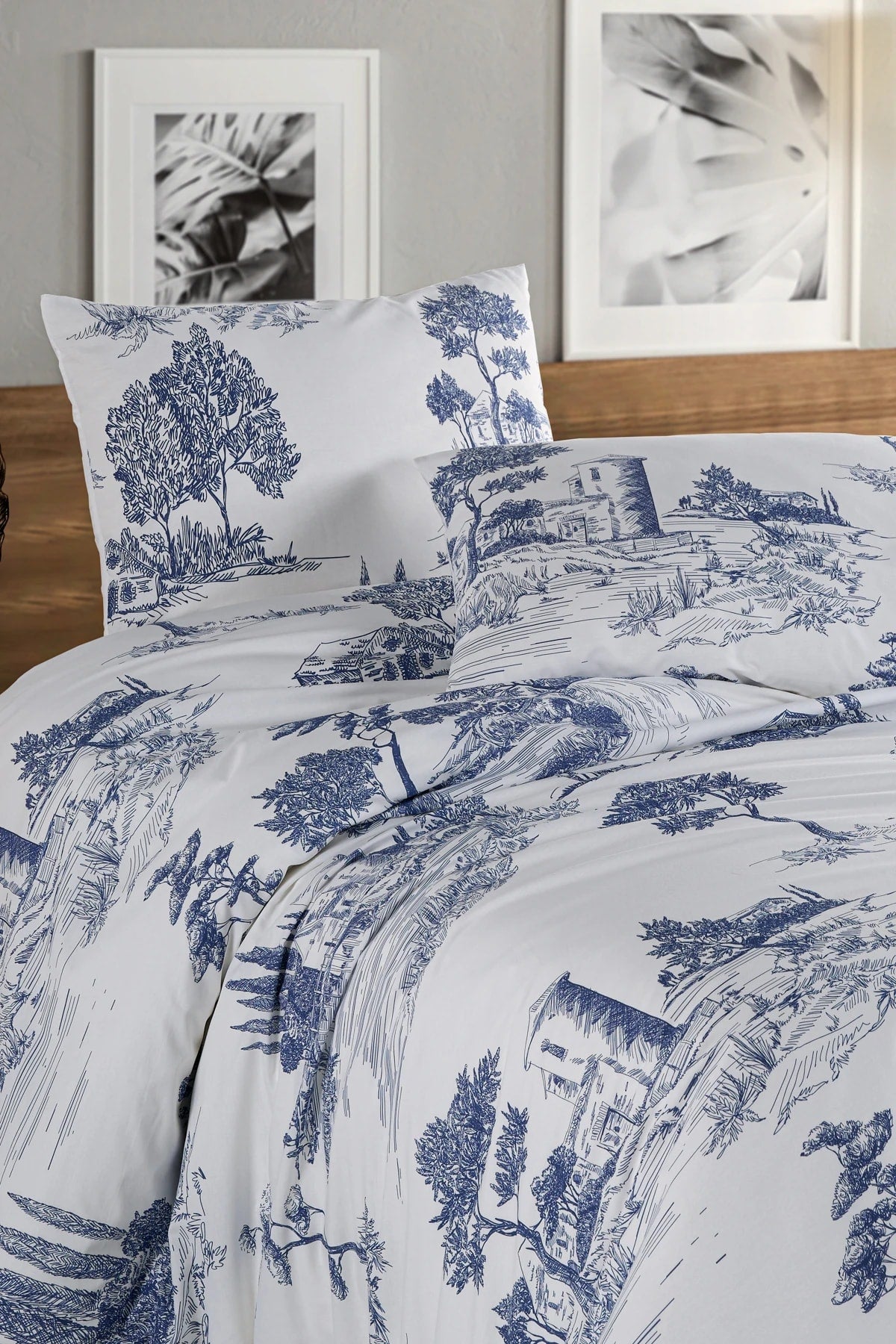 Vintage Blue Çift Kişilik Nevresim Seti - %100 Pamuk Ranforce, 200x220
