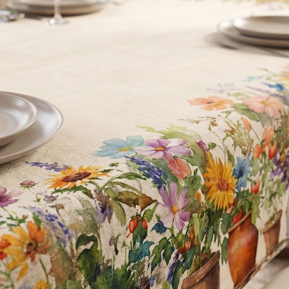 Flowers %100 Pamuk Masa Örtüsü 140x240 cm | Marie Lou Home