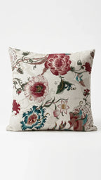 Marie Lou 2'li Set Botanik Desenli Rosalia Kırlent Kılıfı - %100 Pamuk Panama Kumaş - 45x45 cm