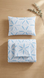 Evelya Blue Çift Kişilik Nevresim Takımı - %100 Pamuk Ranforce, 200x220