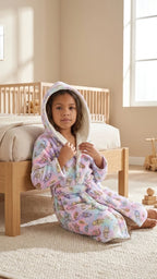 LILAC Kapüşonlu Çocuk Bornozu – %100 Pamuk, GOTS Sertifikalı | Marie Lou Kids