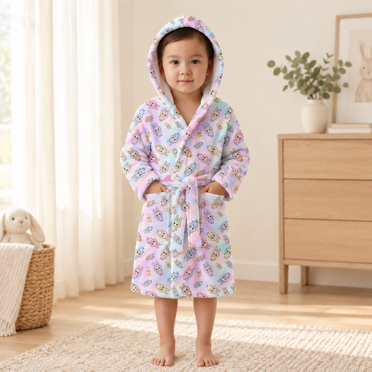 LILAC Kapüşonlu Çocuk Bornozu – %100 Pamuk, GOTS Sertifikalı | Marie Lou Kids